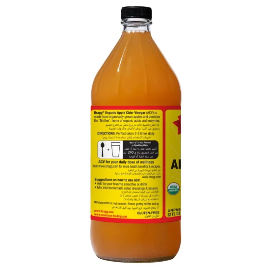 Bragg Organic Apple Cider Vinegar, Raw & Unfiltered, Unpasteurized, Non